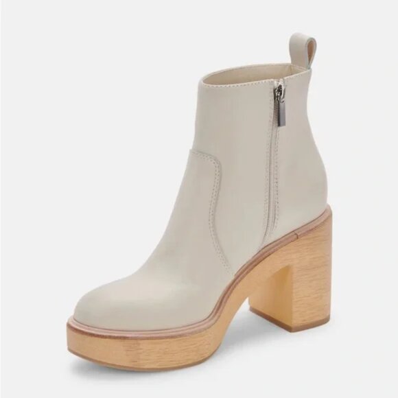 NEW DOLCE VITA Cecile Leather Heel Booties ivory for women 563tn - Picture 7 of 7